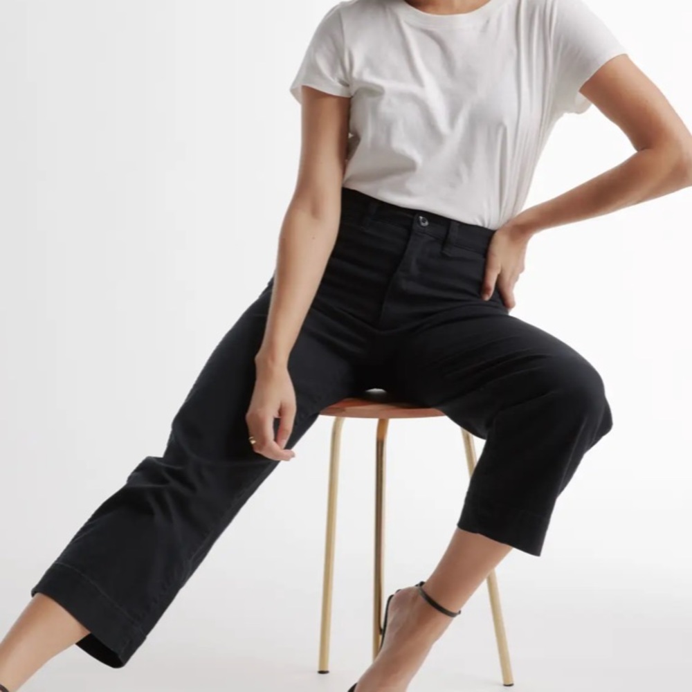 Stretch Cotton Twill Wide-Leg Crop Pant - Picture 2 of 13